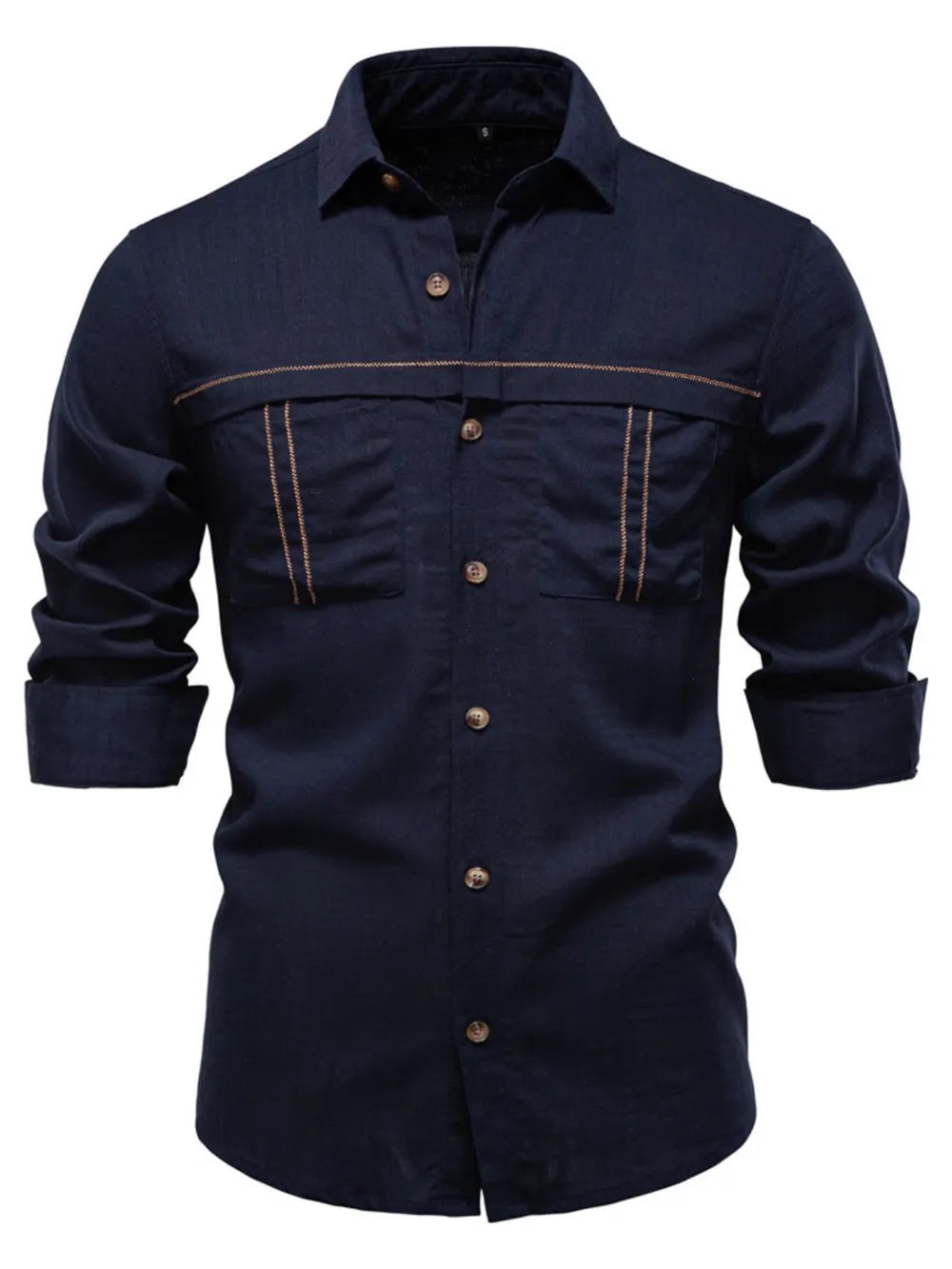 Men's Collared Button-Down Shirt – Viscose Linen Blend Breathable Top