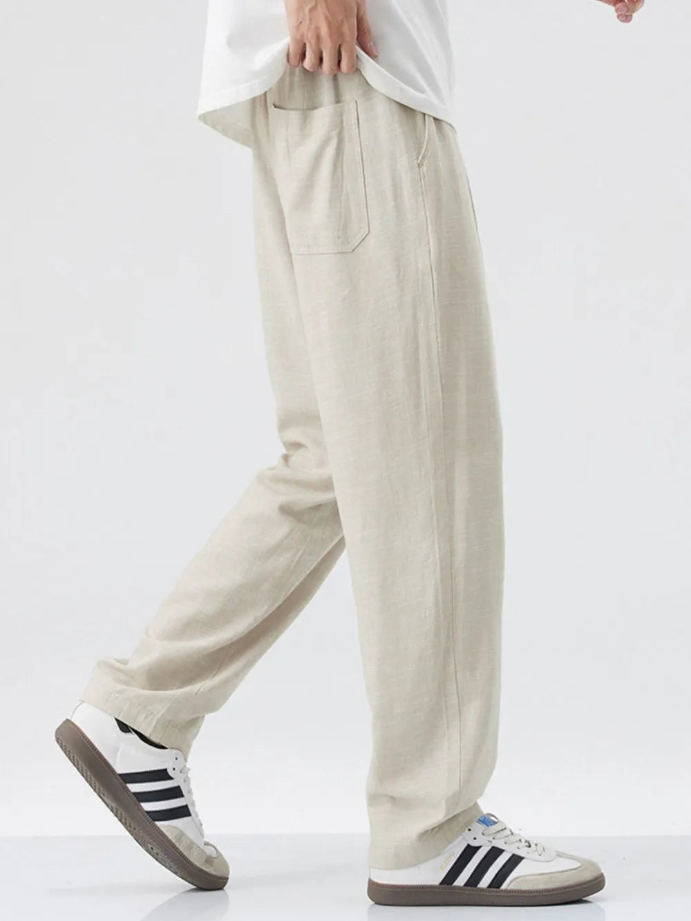Men's Relaxed Fit Drawstring Pants – Rayon Linen Blend Casual