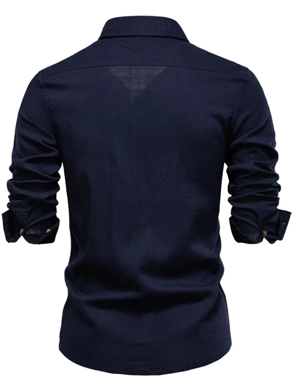 Men's Collared Button-Down Shirt – Viscose Linen Blend Breathable Top