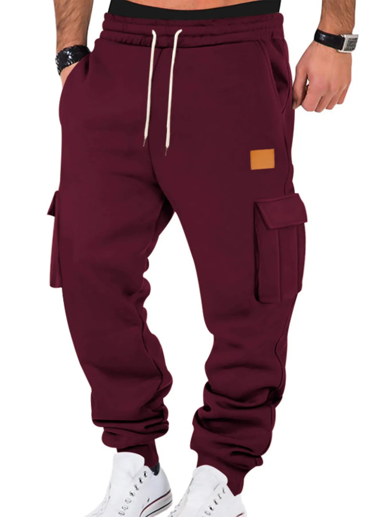 Men's Drawstring Cargo Jogger Pants - Comfortable Utility Joggers with Multiple Pockets