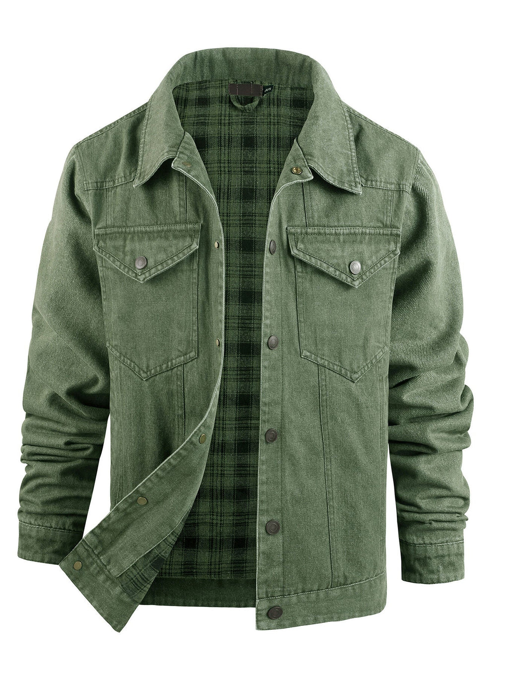 Men's Snap Button Denim Jacket – 95% Polyester, Western Style & Pocketed