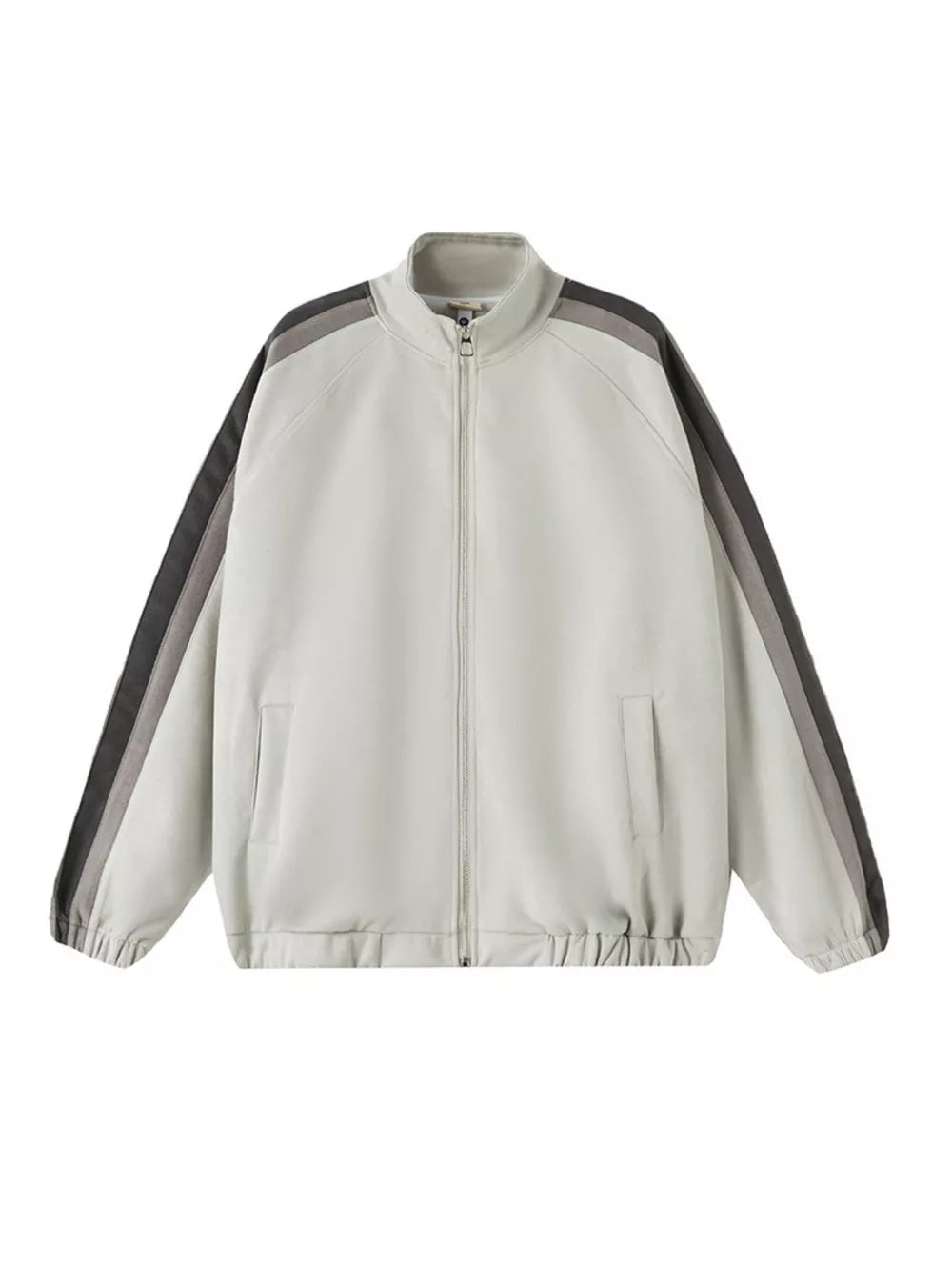 Men's Striped Shoulder Zip-Up Jacket – 95% Polyester, Stretch Fit & Pocketed | Sizes M–2XL