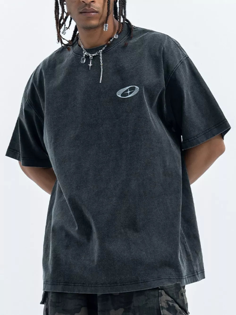 Men's Oversized Round Neck T-Shirt – Soft Cotton Blend Relaxed Fit