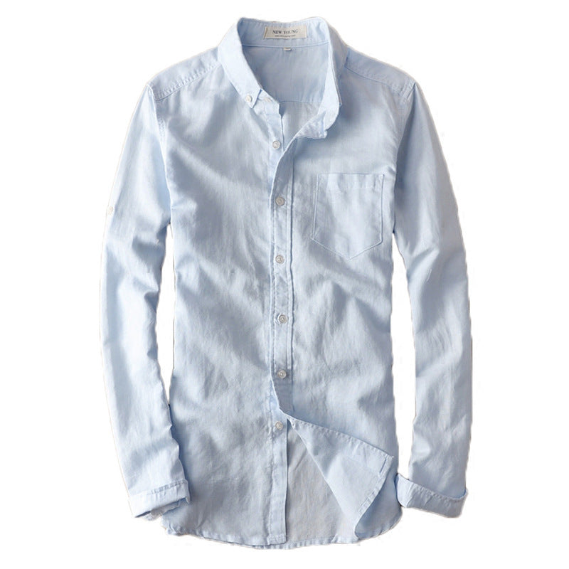 Men's Japanese Retro Linen Shirt – Breathable Cotton-Linen Blend, White & Black