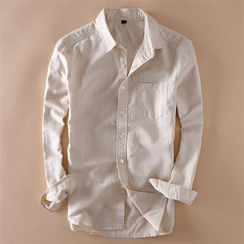 Men's Japanese Retro Linen Shirt – Breathable Cotton-Linen Blend, White & Black