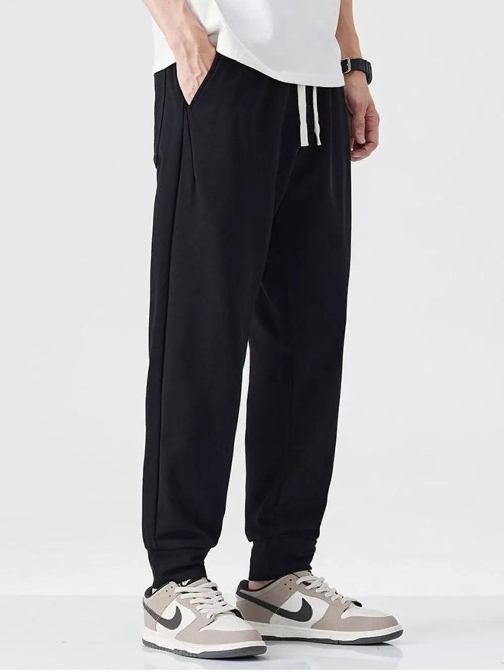 Men's Drawstring Joggers – Soft Cotton Blend Relaxed Fit