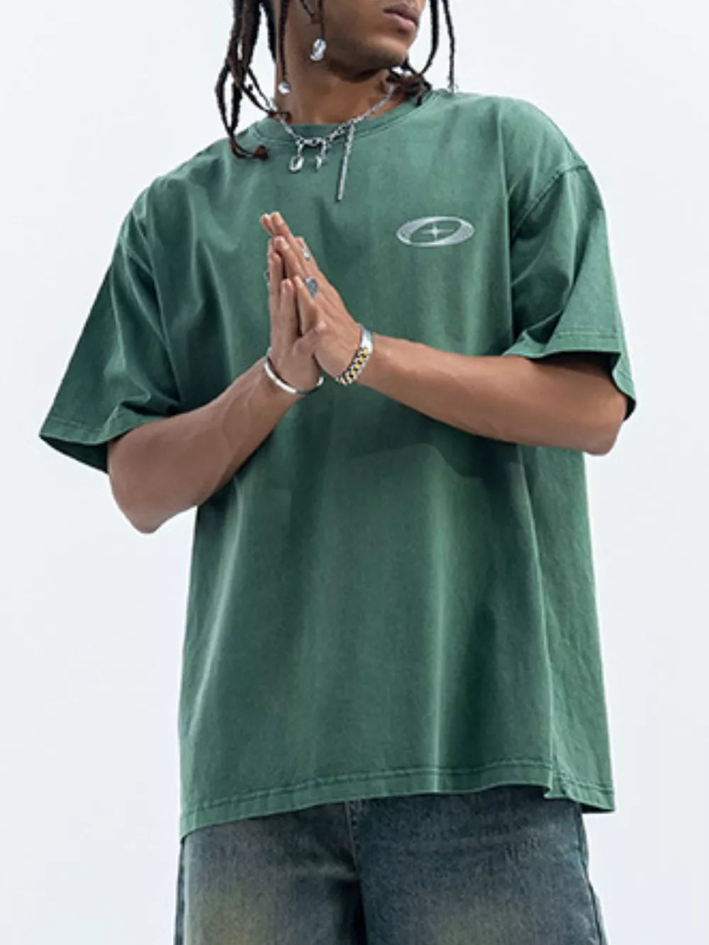 Men's Oversized Round Neck T-Shirt – Soft Cotton Blend Relaxed Fit