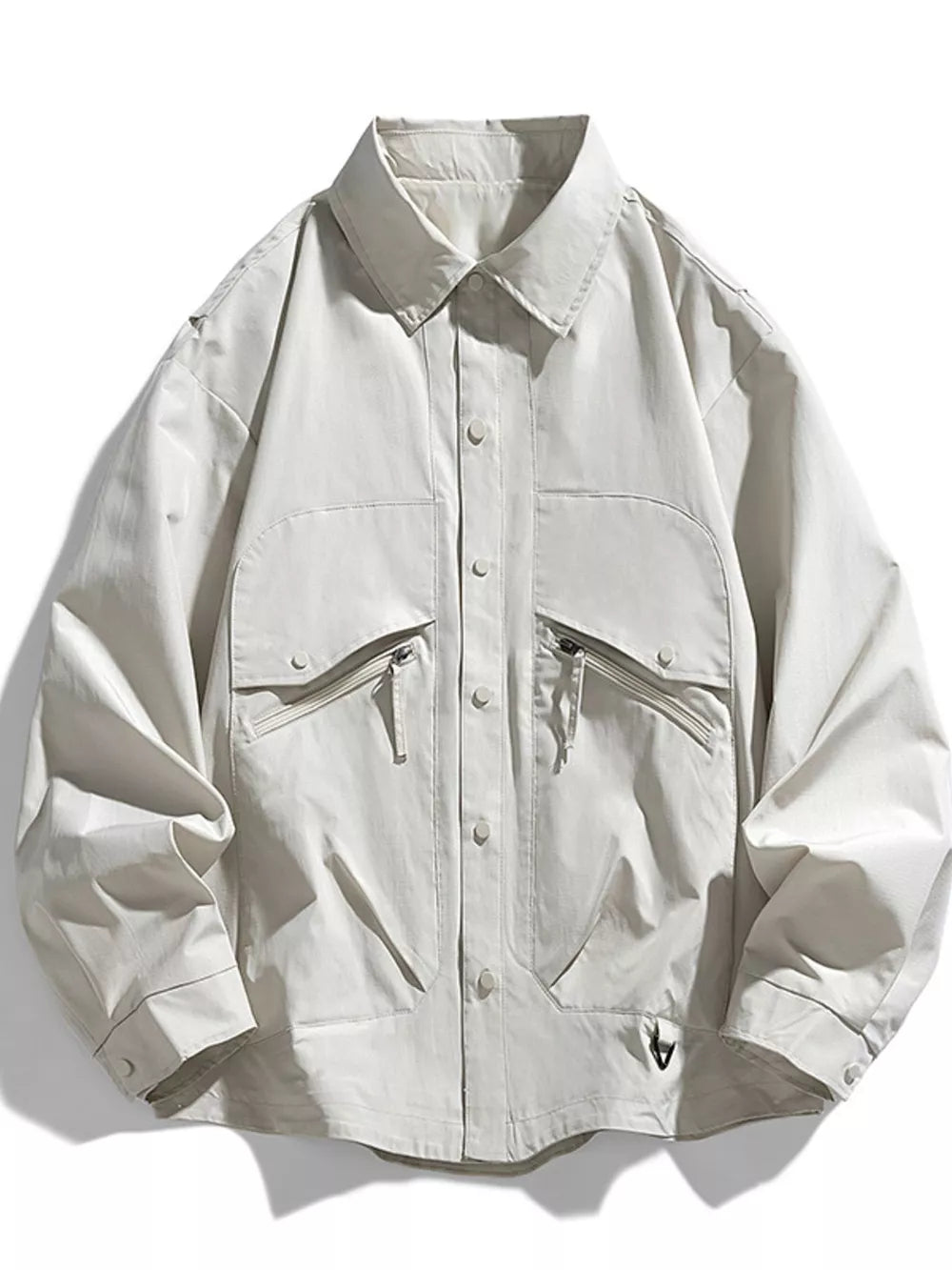 Men's Plus Size Snap-Down Jacket – 100% Polyester, Snap & Zip Closure | Sizes M–8XL