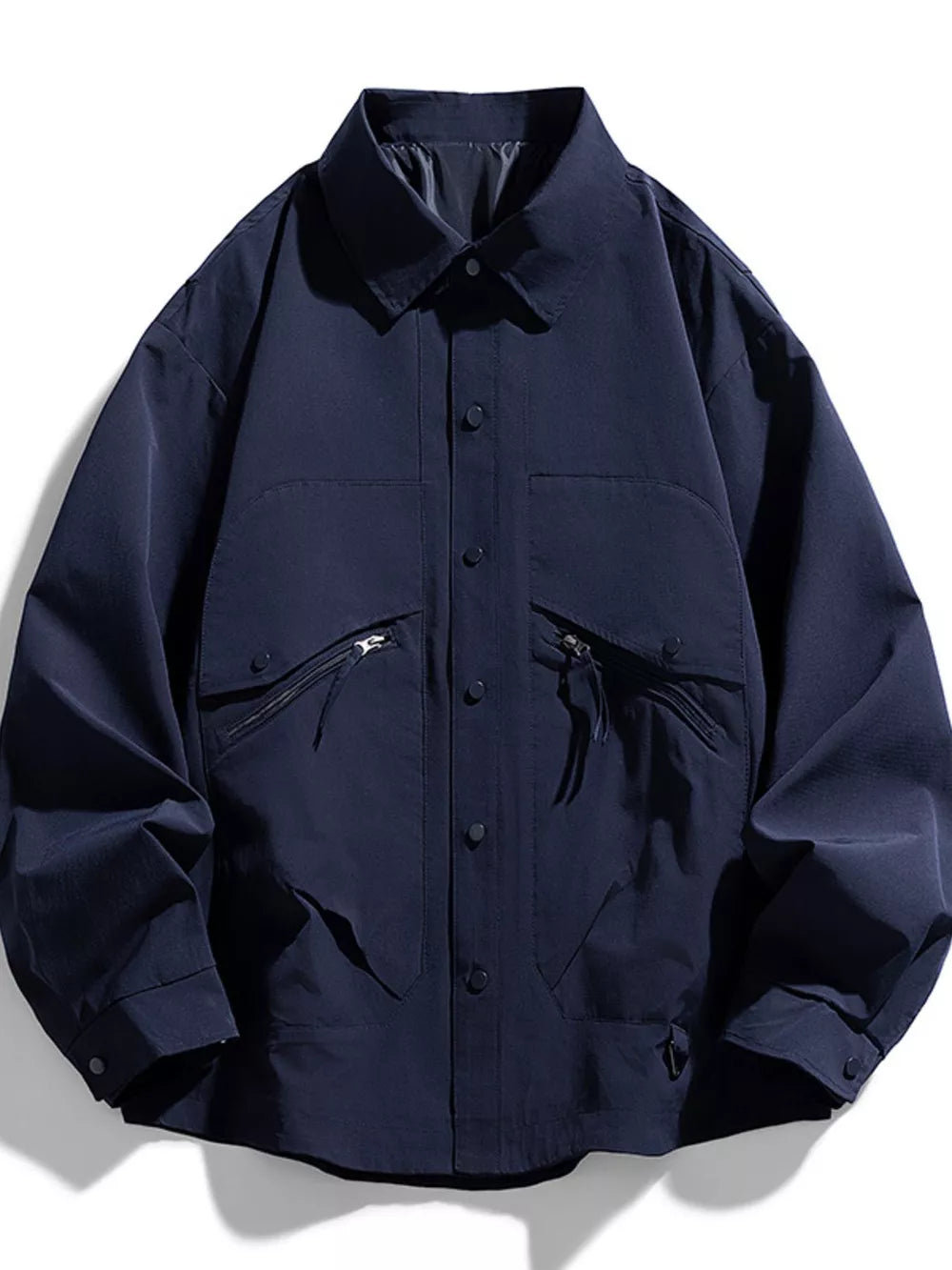 Men's Plus Size Snap-Down Jacket – 100% Polyester, Snap & Zip Closure | Sizes M–8XL