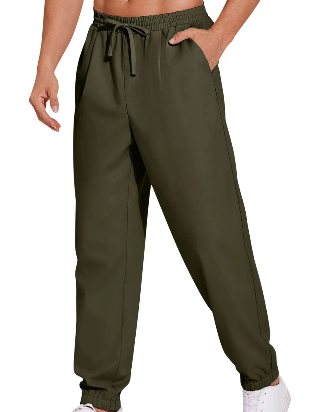 Men's Plus Size Drawstring Joggers – Lightweight Polyester Sweatpants