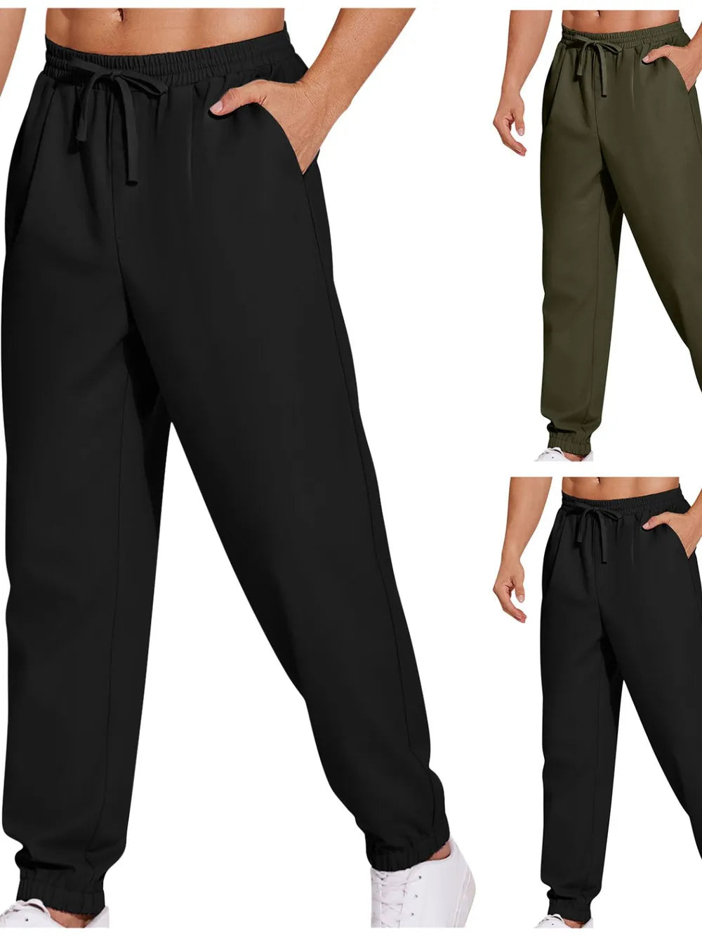 Men's Plus Size Drawstring Joggers – Lightweight Polyester Sweatpants