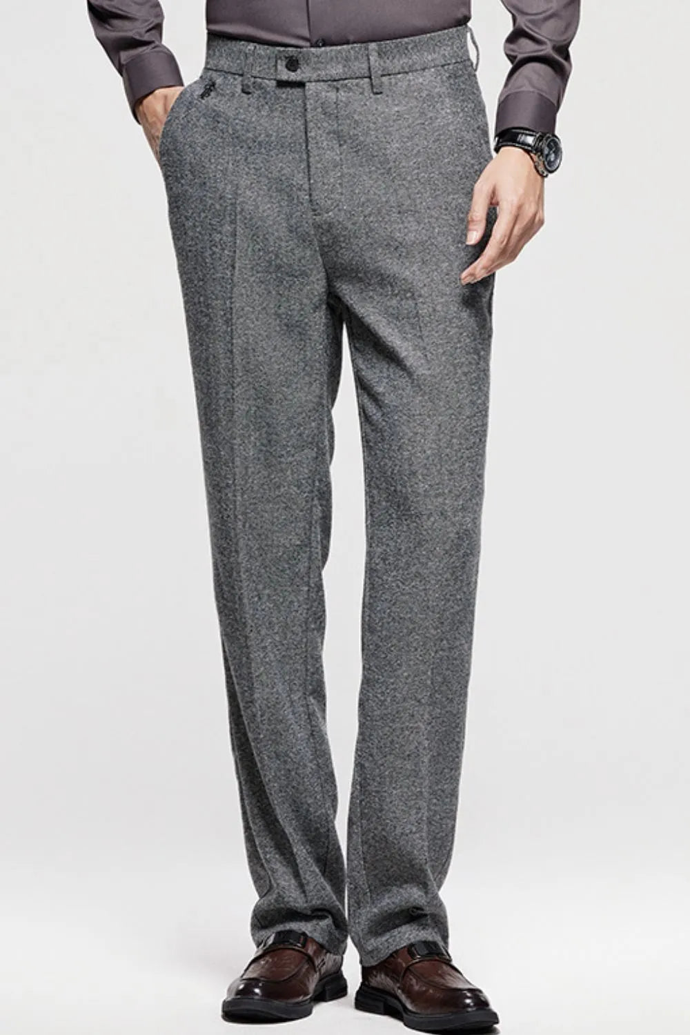 Men's Straight Leg Pants – Stretch Polyester | Classic Fit | Pocketed