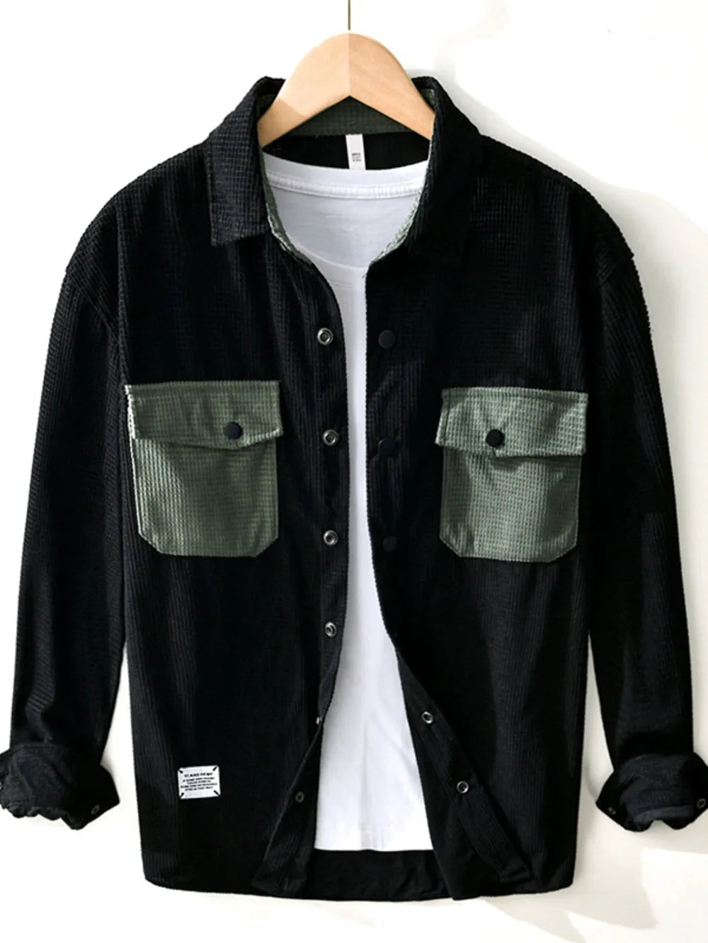 Men's Button-Up Long Sleeve Shirt – Structured 100% Polyester Casual Top
