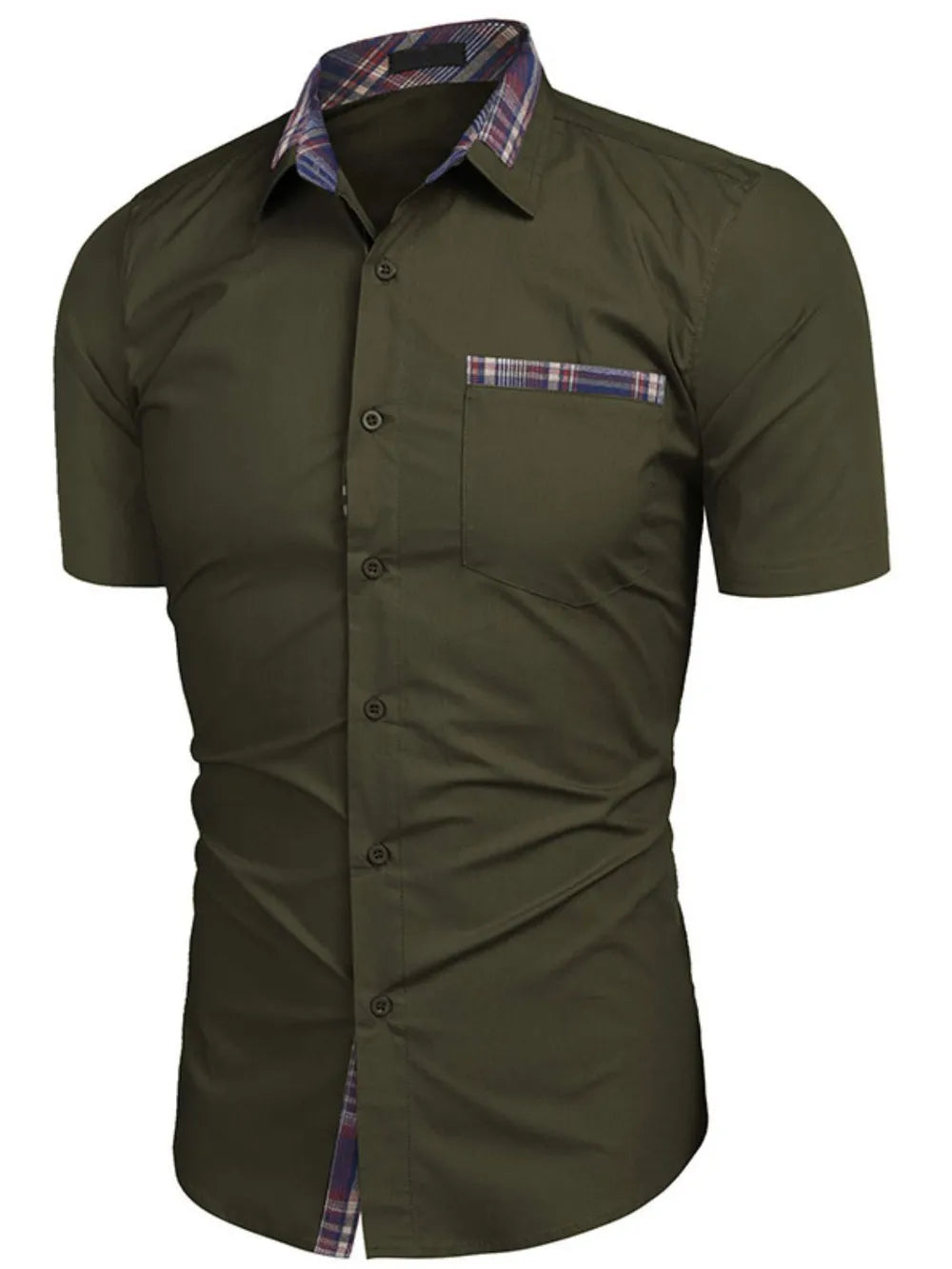 Men's Short Sleeve Button-Up Shirt – Soft 100% Cotton Casual Top