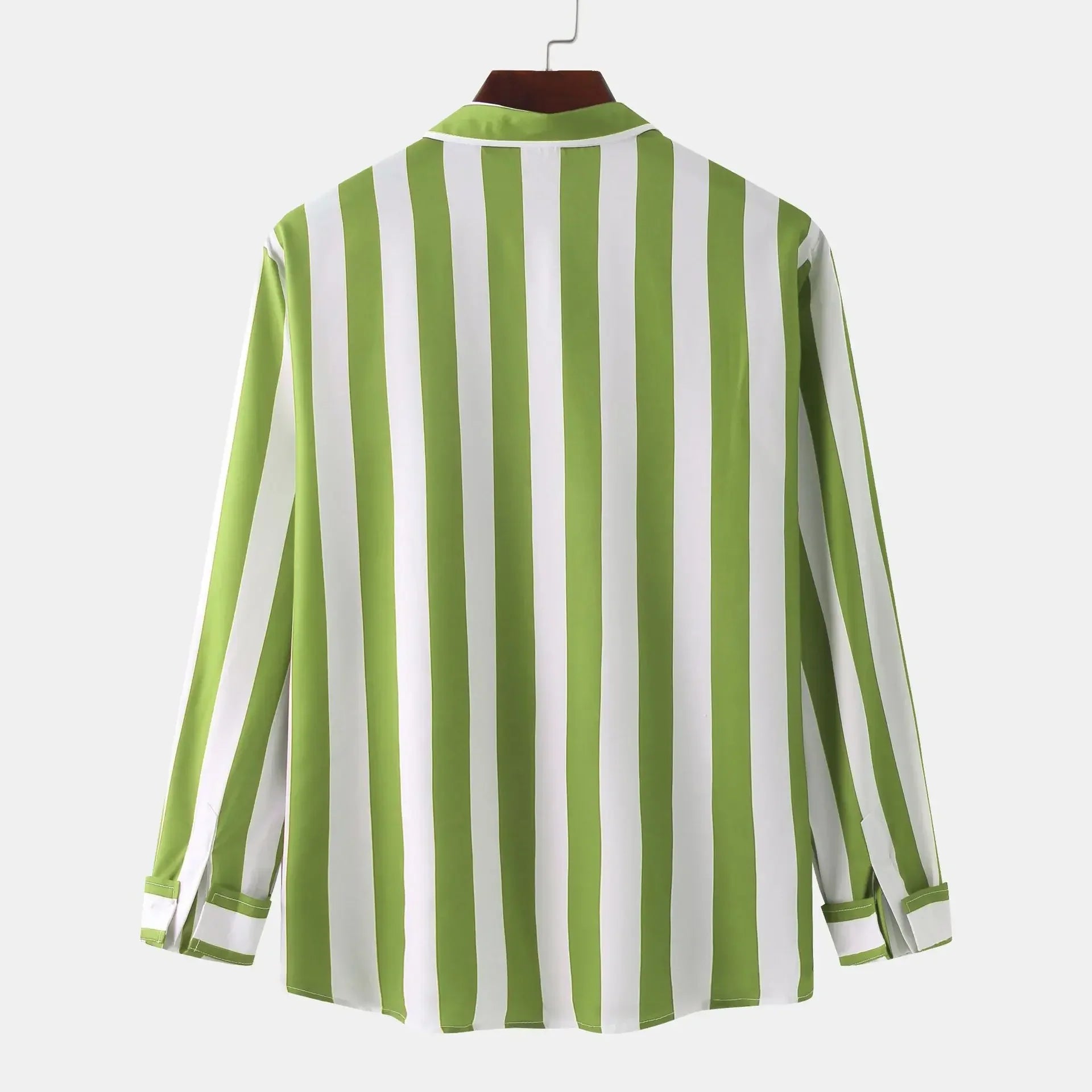 Men's Striped Button-Down Long Sleeve Shirt – Stretch Polyester Casual Top