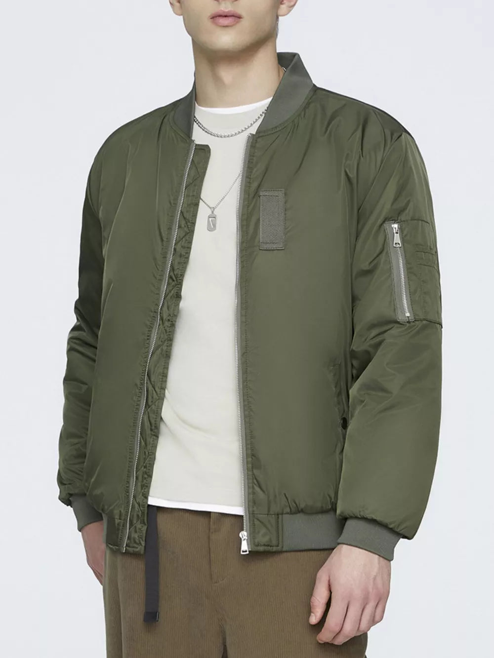 Men's Plus Size Lightweight Bomber Jacket – 100% Polyester, Full Zip & Pocketed