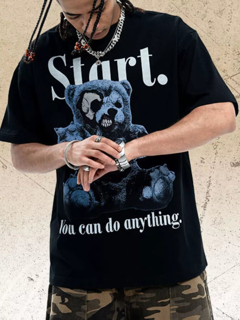 Men's Graphic Oversized T-Shirt – Cotton Blend Streetwear Tee