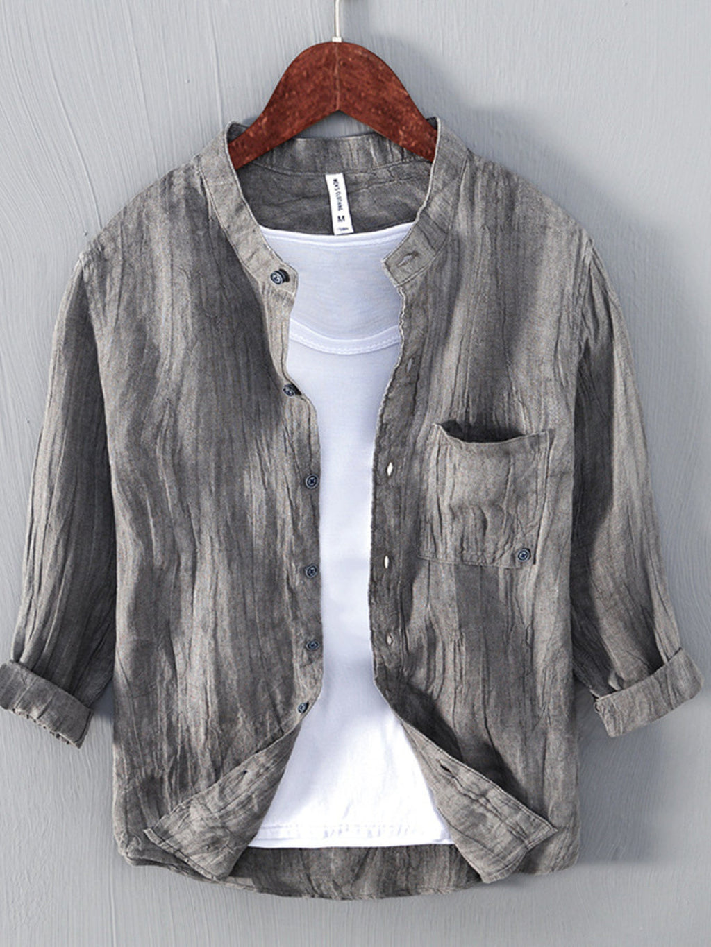 Men's Casual Three-Quarter Sleeve Shirt – Soft Cotton Blend Button-Up