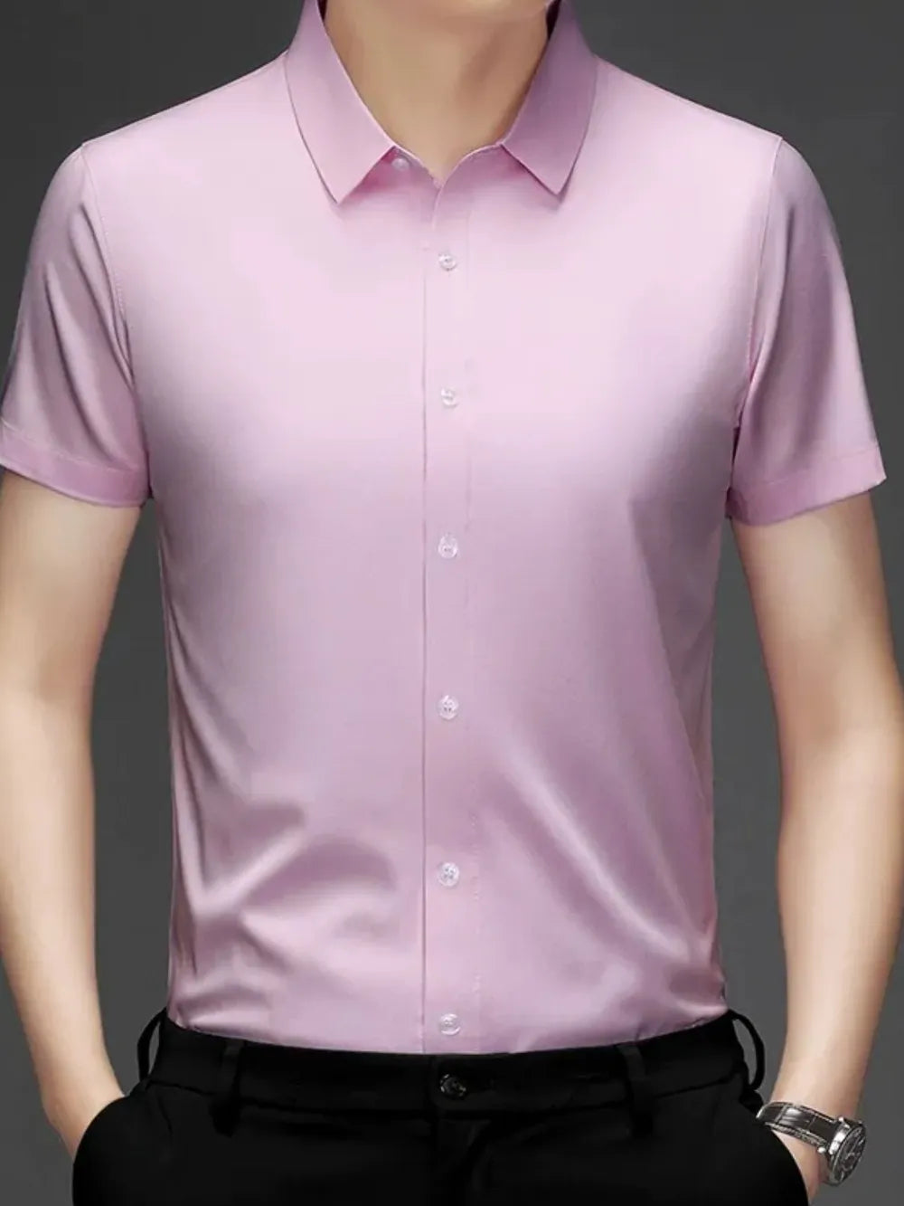 Men's Short Sleeve Button-Up Shirt – Soft Cotton Blend Casual Top