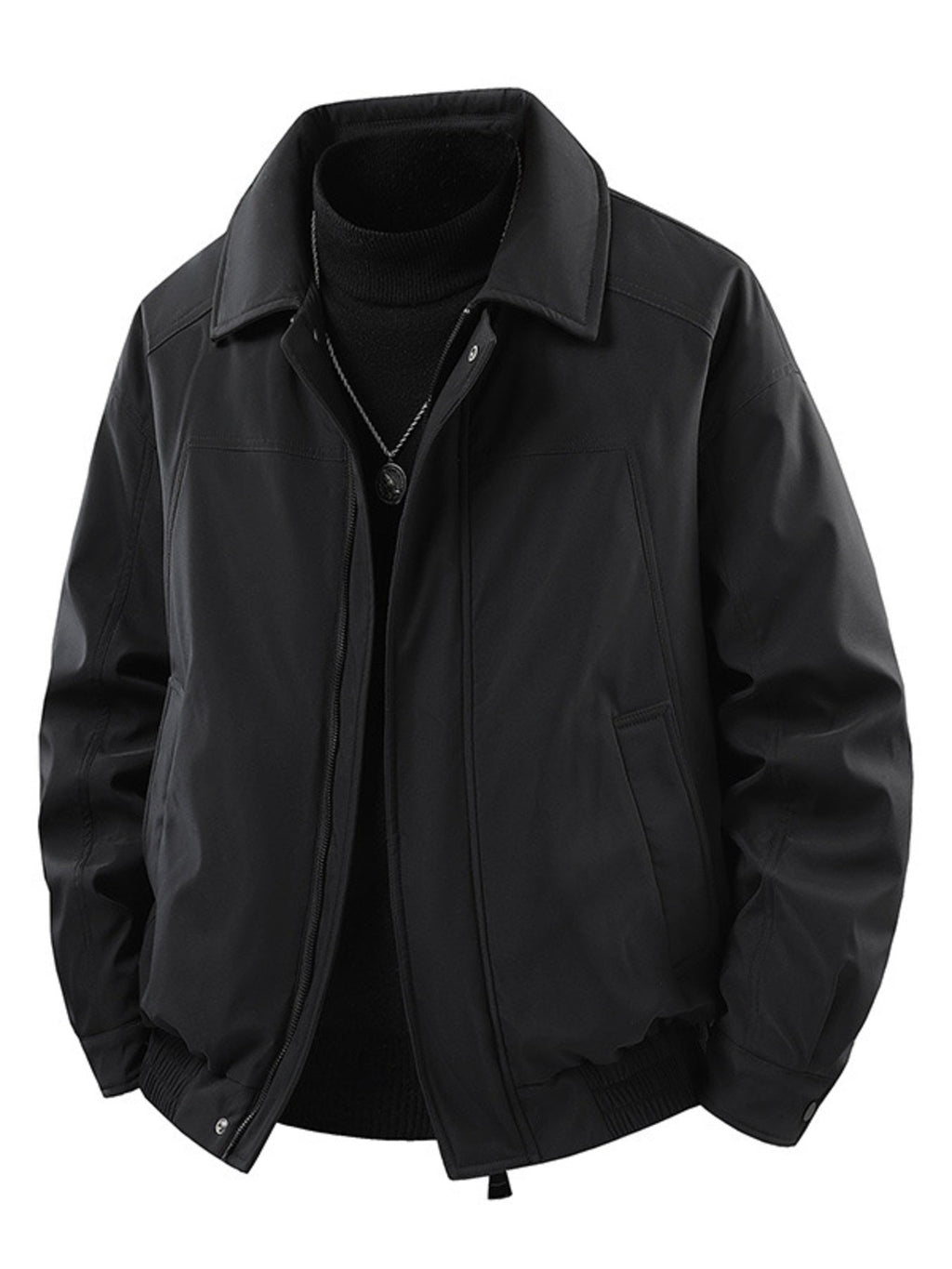 Men's Zip-Up Stretch Casual Jacket – 95% Polyester, 5% Spandex, Full Zip & Multi-Pocket