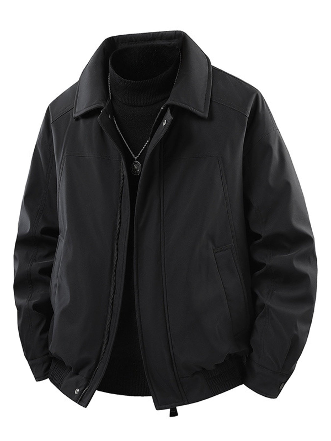 Men's Zip-Up Stretch Casual Jacket – 95% Polyester, 5% Spandex, Full Zip & Multi-Pocket
