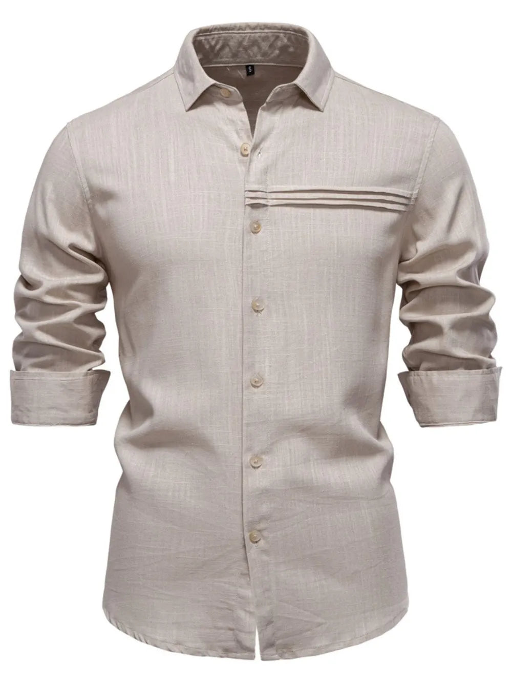 Men's Collared Button-Down Shirt – Viscose Linen Blend Clean Minimal Top