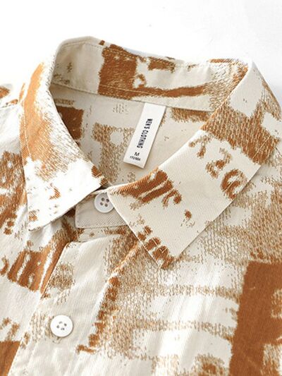 Men's Printed Short Sleeve Shirt – Cotton Blend Button-Up with Pocket