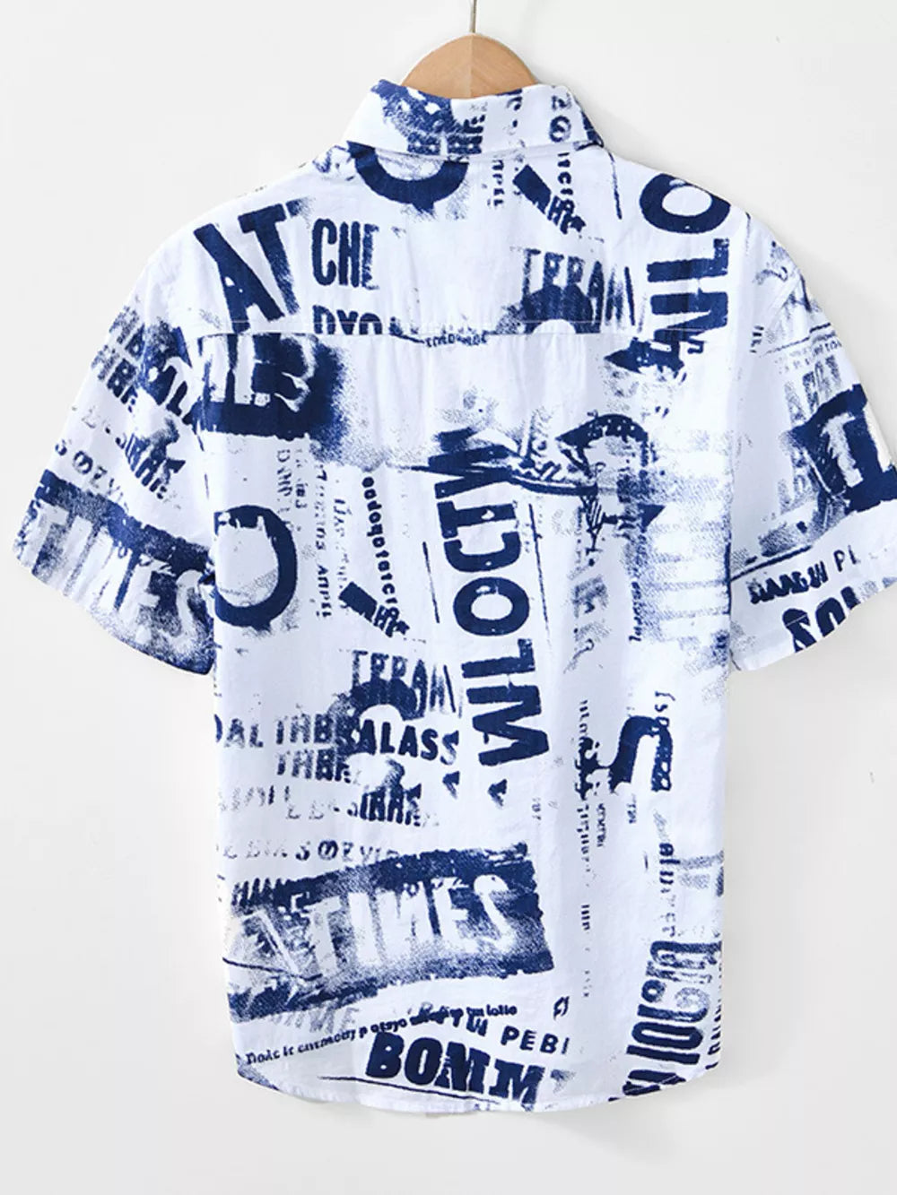 Men's Printed Short Sleeve Button-Up Shirt | Casual Cotton Blend