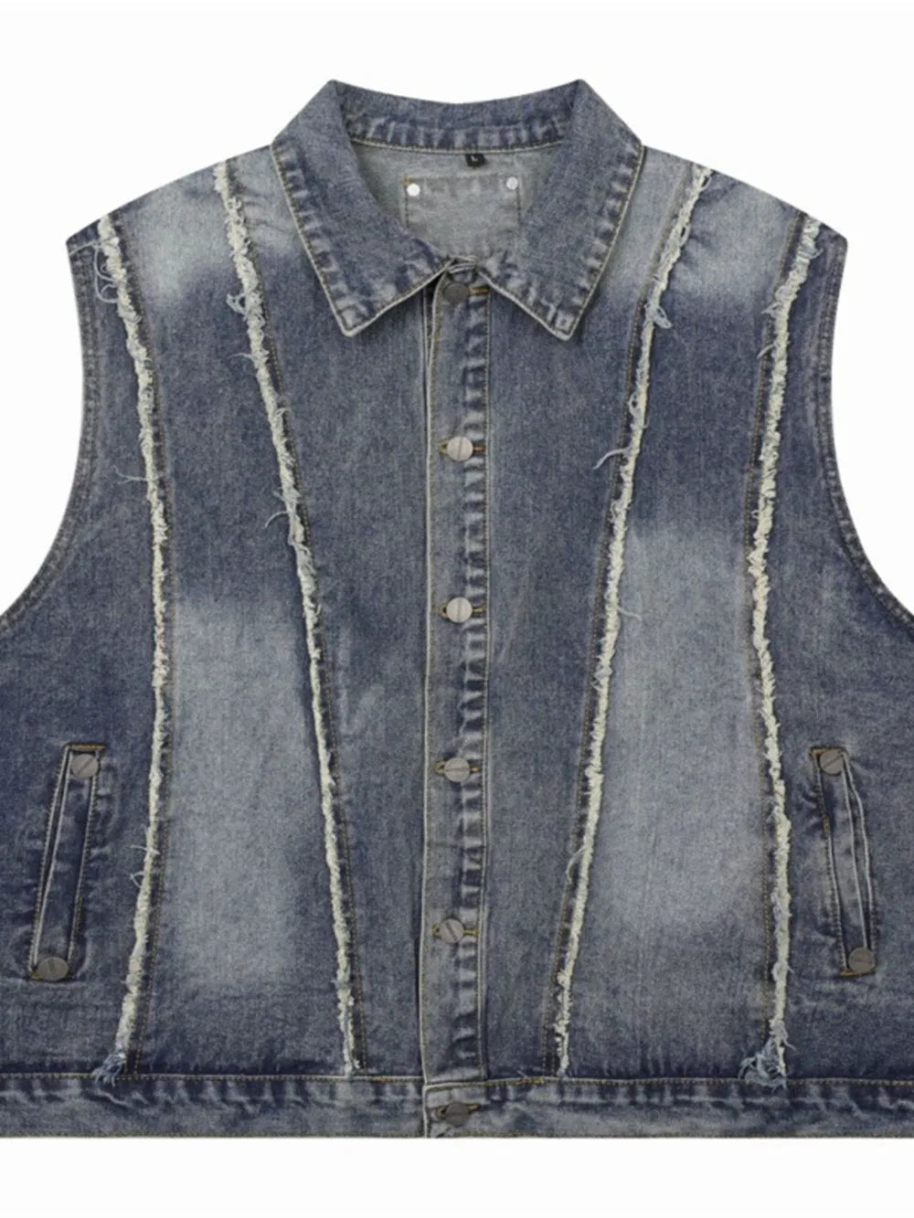 Men's Sleeveless Denim Jacket – Distressed Washed, Button-Up & 85% Cotton Blend