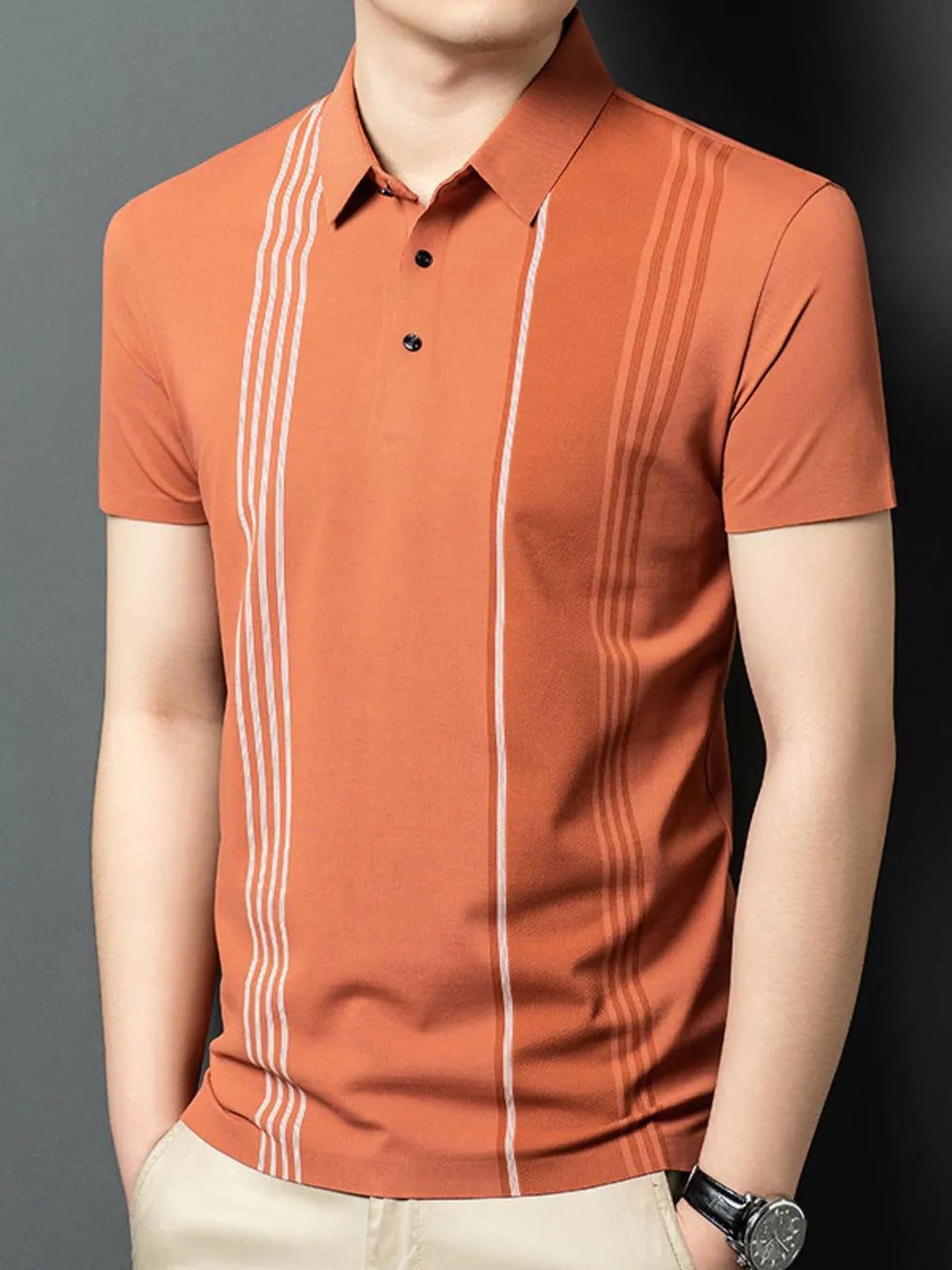 Men's Plus Size Contrast Short Sleeve Polo – Stretch Polyester Big & Tall