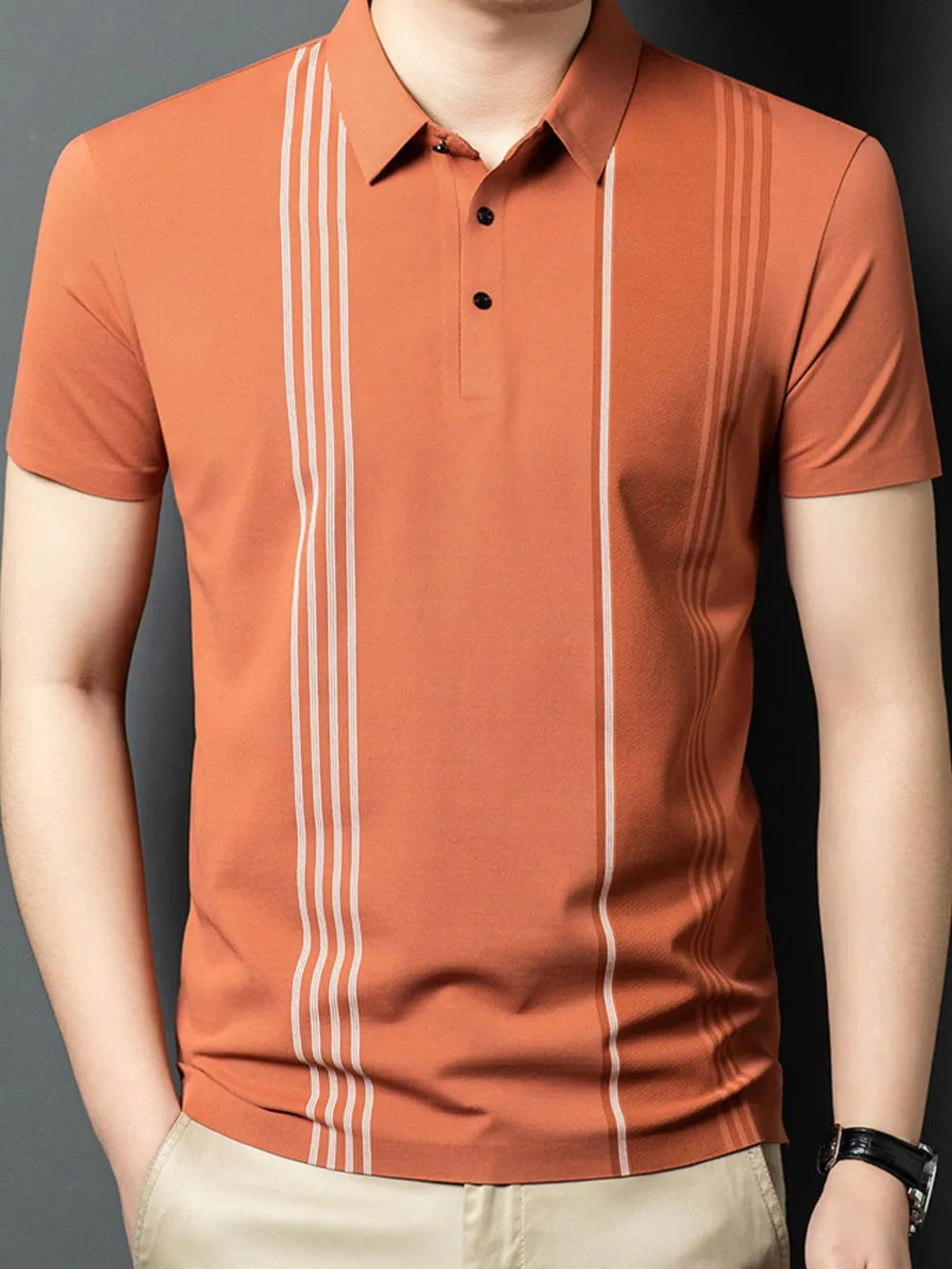 Men's Plus Size Contrast Short Sleeve Polo – Stretch Polyester Big & Tall