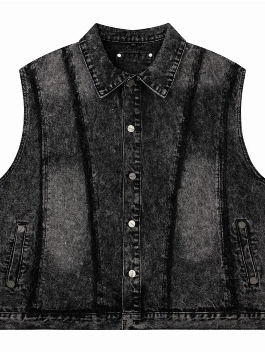 Men's Sleeveless Denim Jacket – Distressed Washed, Button-Up & 85% Cotton Blend