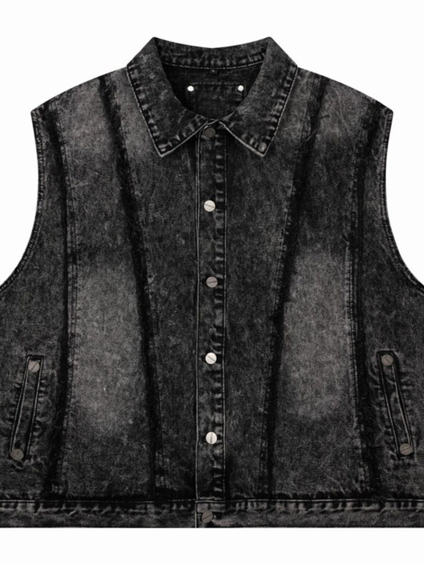 Men's Sleeveless Denim Jacket – Distressed Washed, Button-Up & 85% Cotton Blend