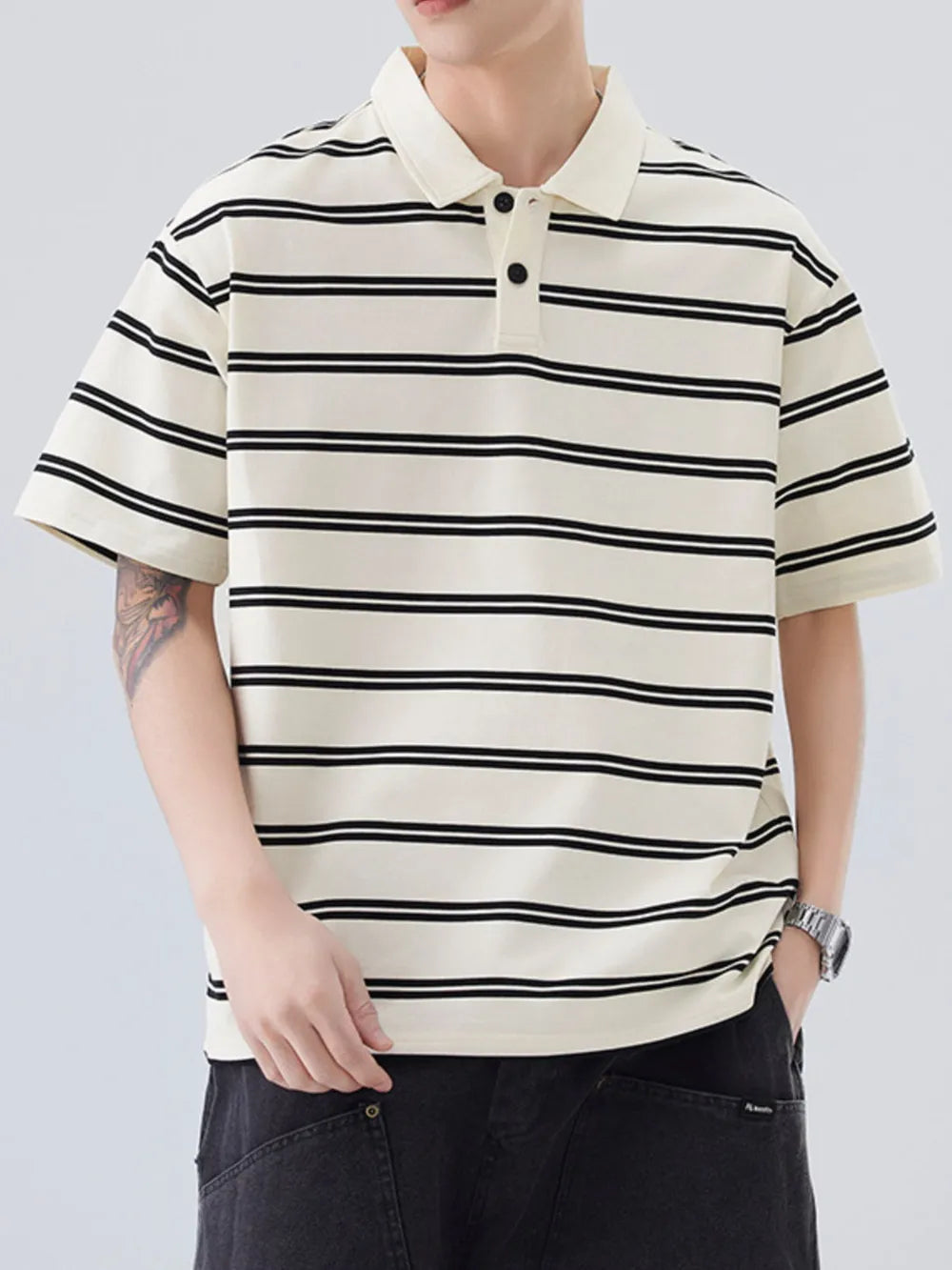 Men's Plus Size Striped Short Sleeve Polo – Cotton Poly Blend Big & Tall