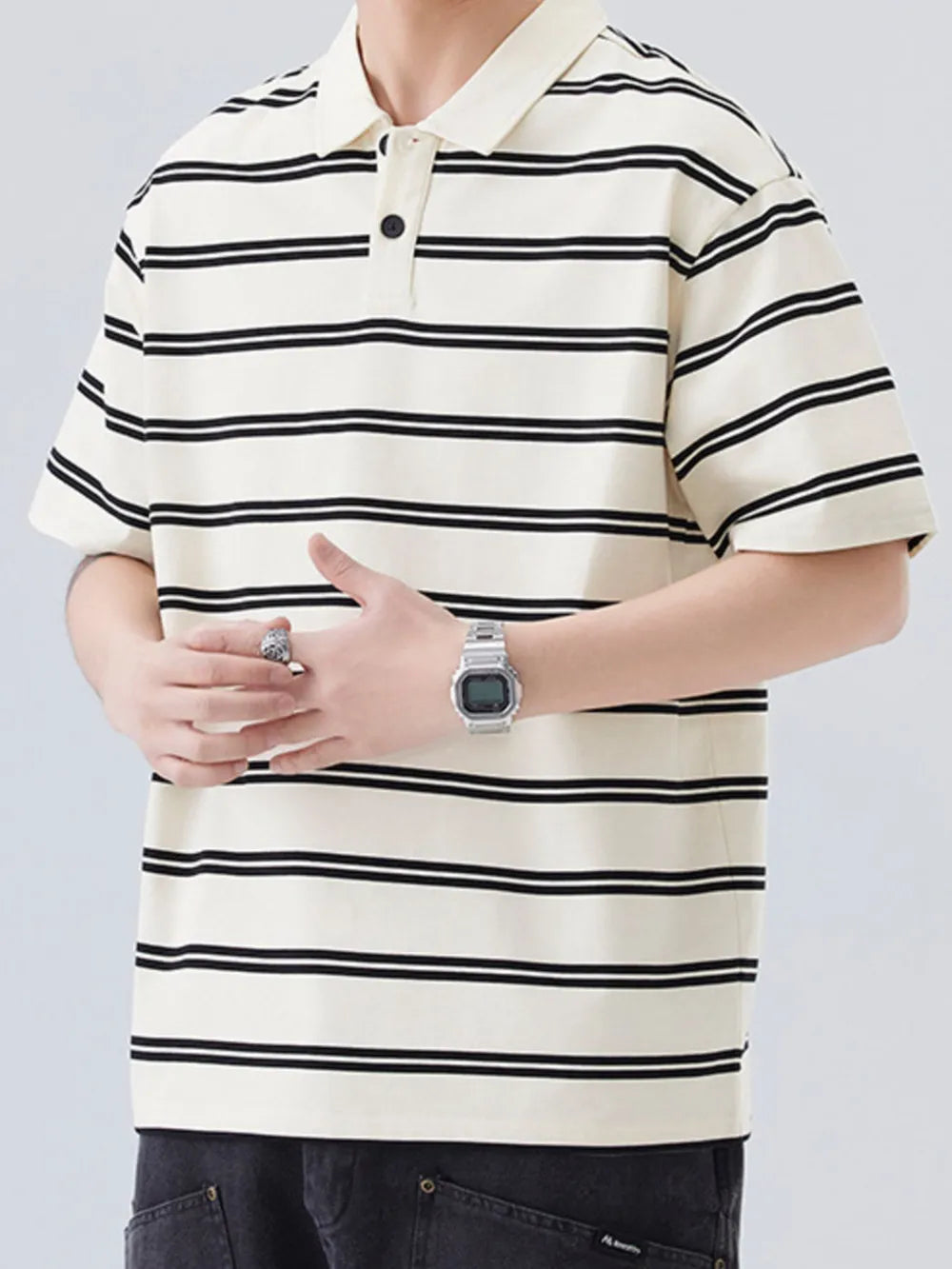 Men's Plus Size Striped Short Sleeve Polo – Cotton Poly Blend Big & Tall
